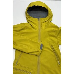 Nau Eco Circle Bright Mustard Yellow Hooded Fleece Lined Zip Jacket Small EUC